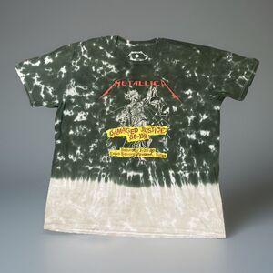 Metallica Damaged Justice Tour Green Tie-Dye T-Shirt Mens Size 2XL